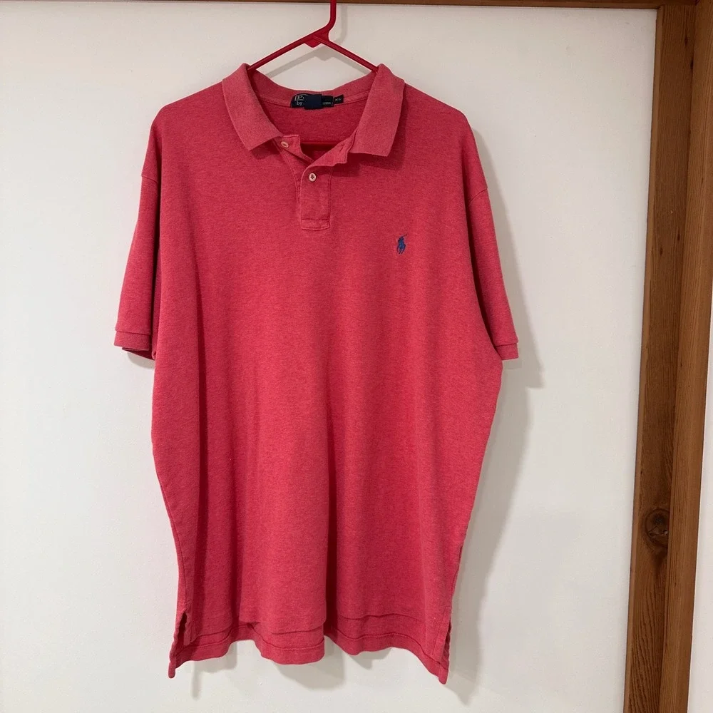 Polo Ralph Lauren Short Sleeve Polo Shirt Mens XL Red Heathered Pony Logo Preppy